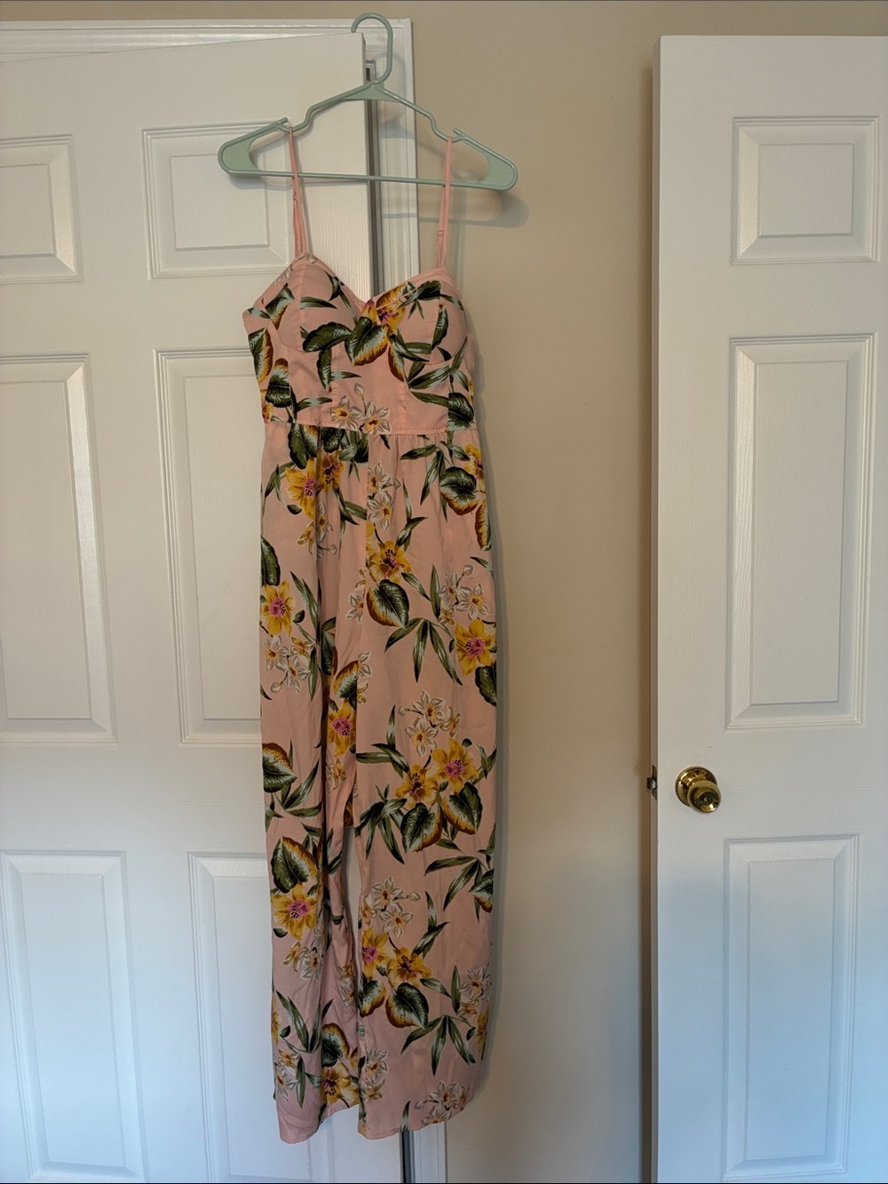 Band of Gypsies Pink Floral Spaghetti-Strap Jumpsuit